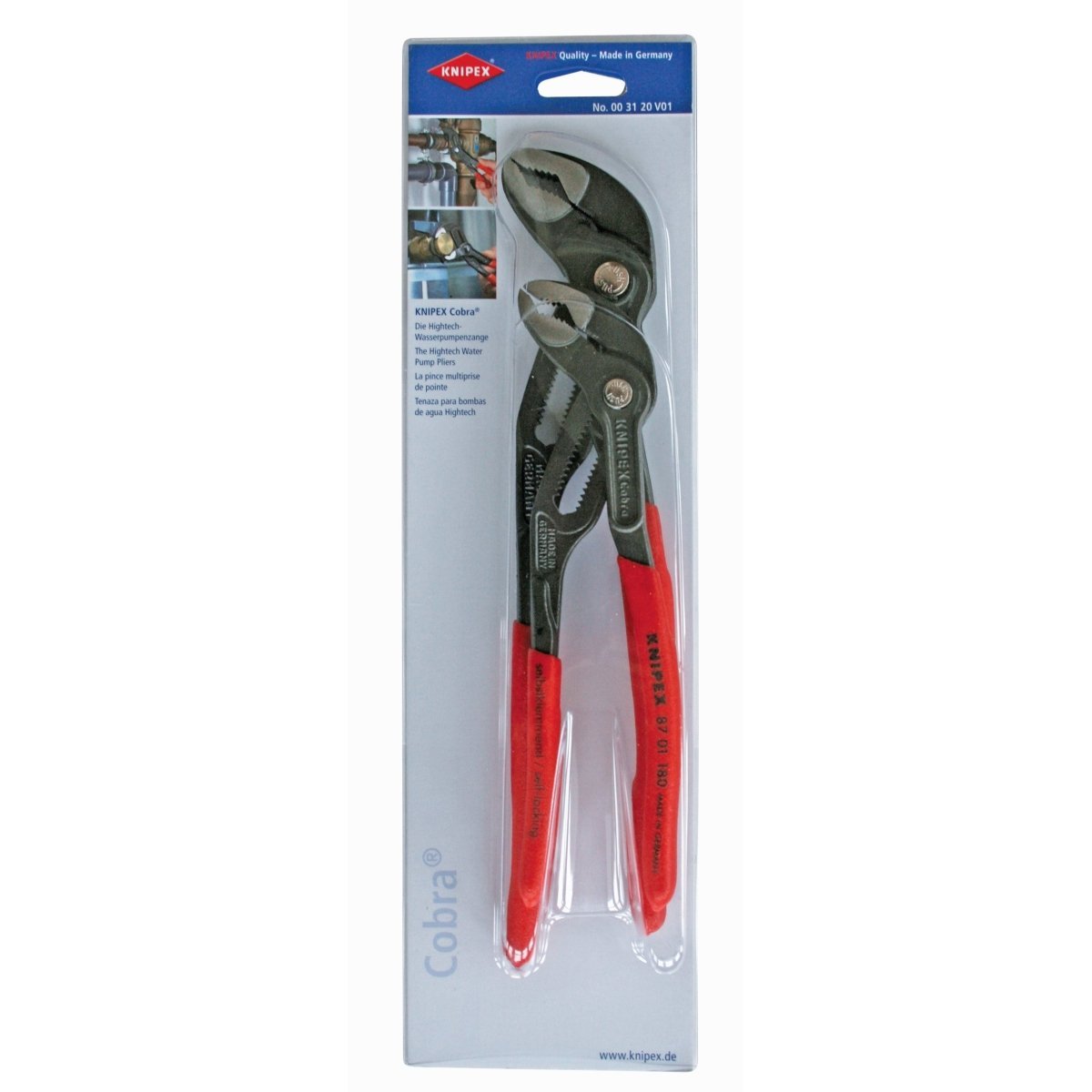 Knipex Cobra® Water Pump Pliers Set 2 Piece 00 31 20 V01 US - Covert Hardware