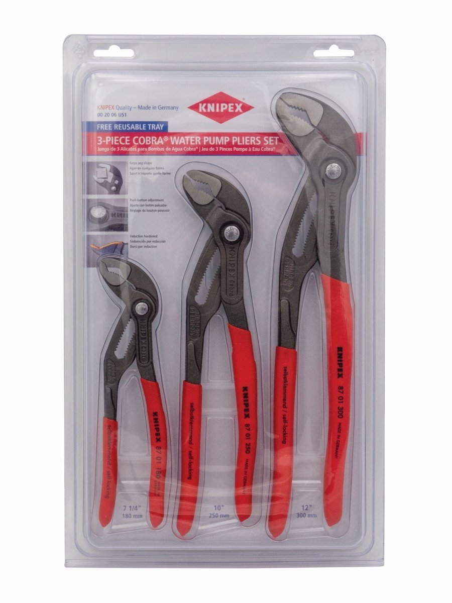 Knipex Cobra® Water Pump Pliers Set 3 Piece 00 20 06 US1 - Covert Hardware