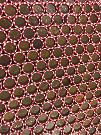 TIGHTLY CRIMPED WHITE BANK WRAPPED ROLLS OF OLD WHEAT PENNIES