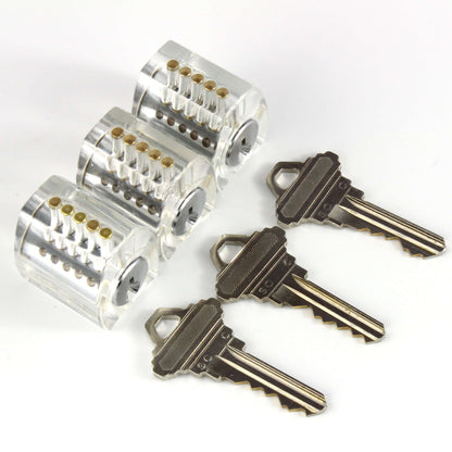Practice Locks Set, 3 Clear Progressive Locks - Easy to Hard