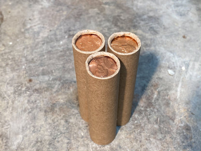 UNCIRCULATED WHEAT CENT showing on the end of old vintage us wheat penny roll coins estate lot sale vintage hoard collection hoard