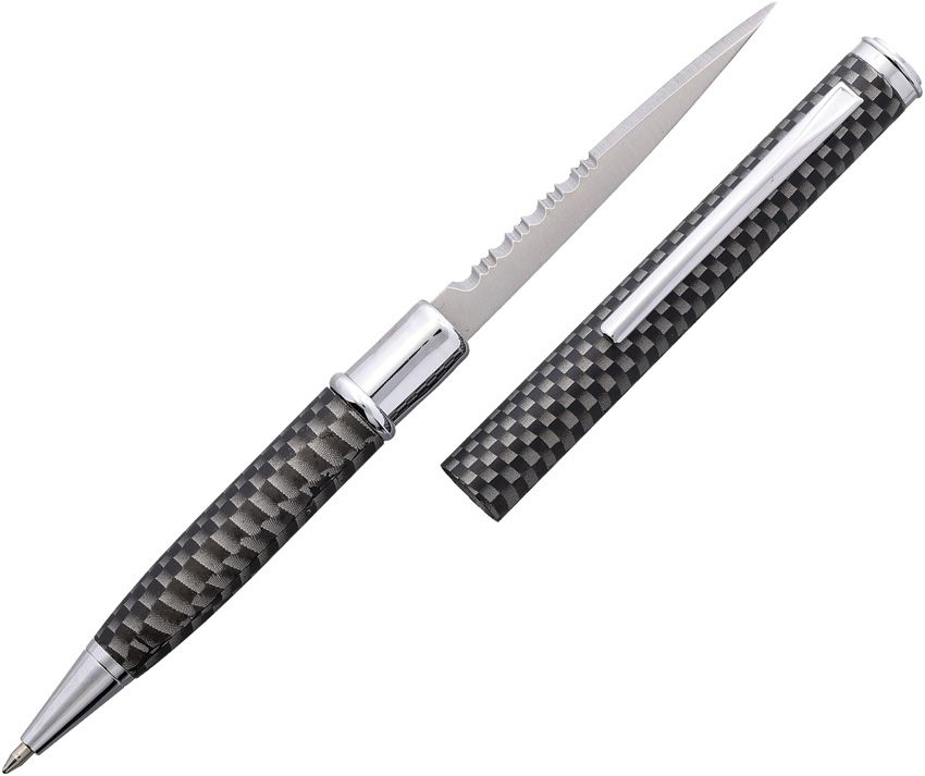 Carbon Fiber Checkered Ink Pen Knife