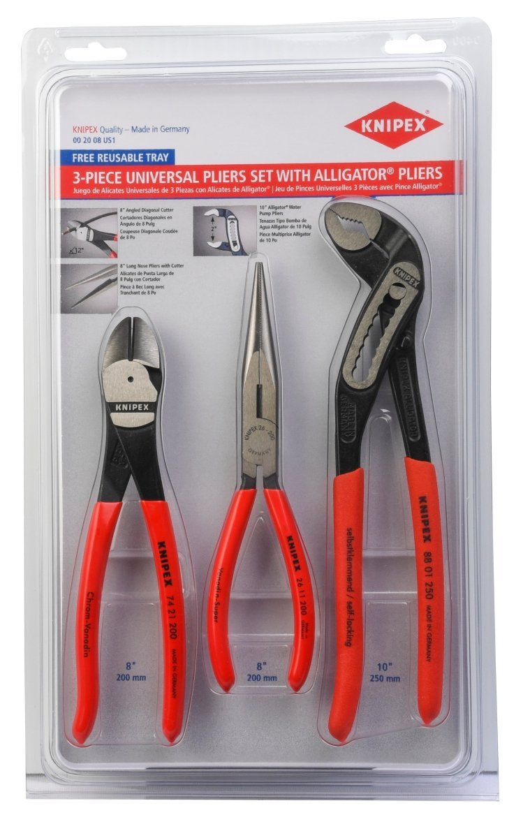 Knipex Pliers Set With Alligator® Pliers 3 Piece 00 20 08 US1 - Covert Hardware