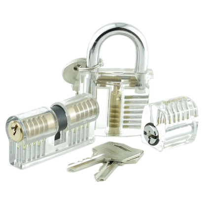 Dangerfield Clear Practice Locks For Training (3) - acrylic lock, padlock, double-sided