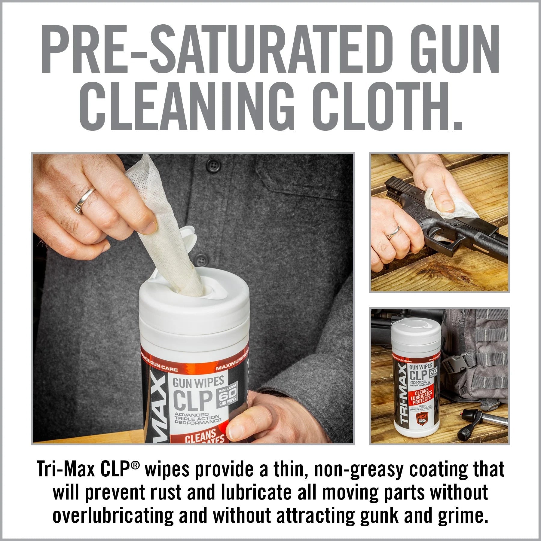 TRI-Max CLP Gun Wipes – 60 CT Canister - Covert Hardware